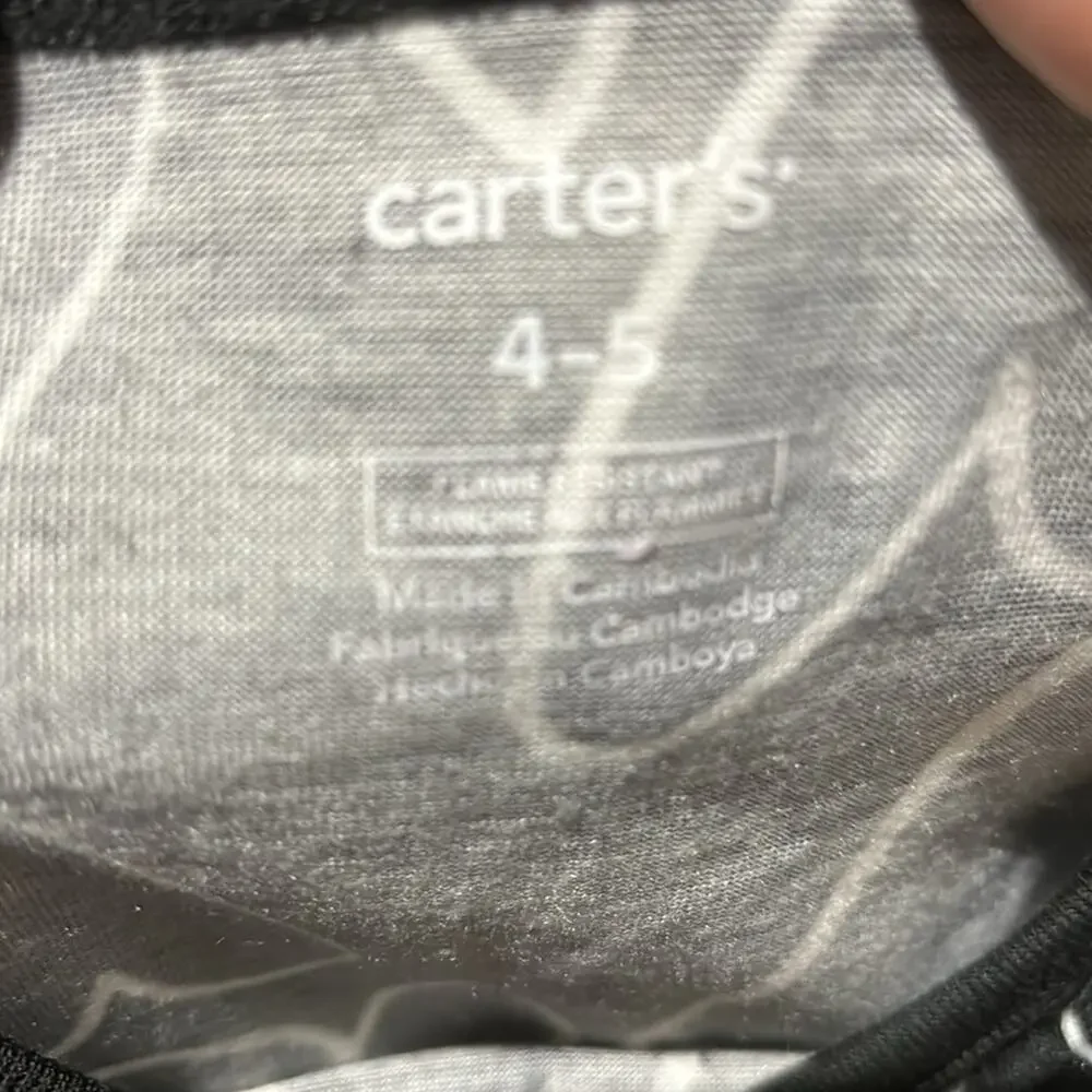Carters 4/5 nightgown duo grey black girls rule and hearts euc